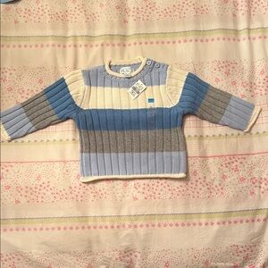 Children’s Place Baby’s Ribbed Sweater in Blue and Gray Stripes
